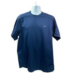 Vintage Silver Tag Nike T Shirt Size L Navy Blue Check Logo Essentials Tee Y2K